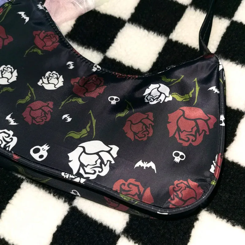 Addamscore Aesthetic Bag Roses and Skulls