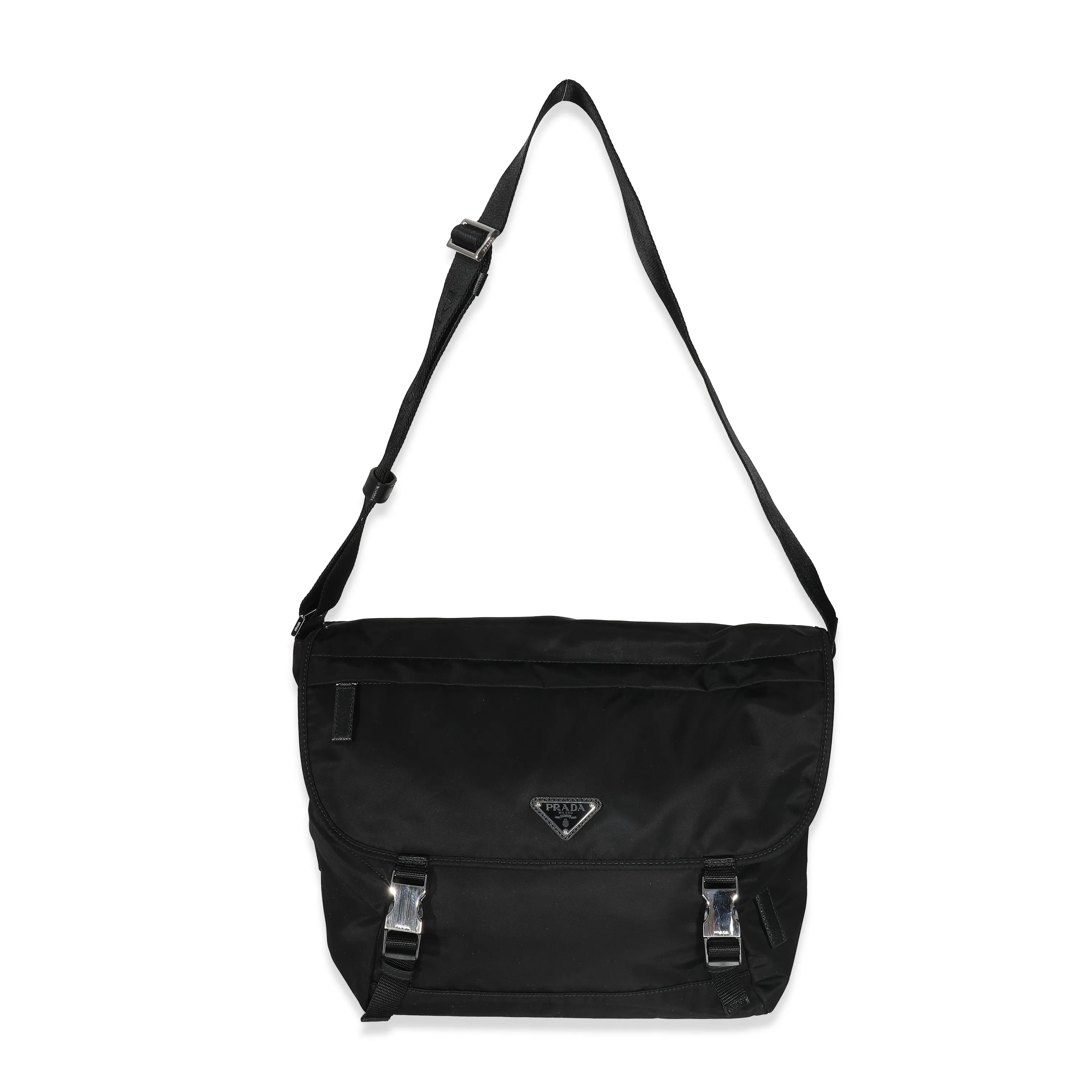 Black Re-Nylon Messenger Bag