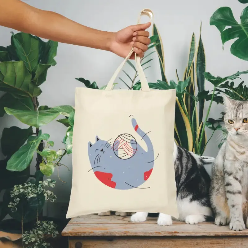Cat with Yarn Tote Bag