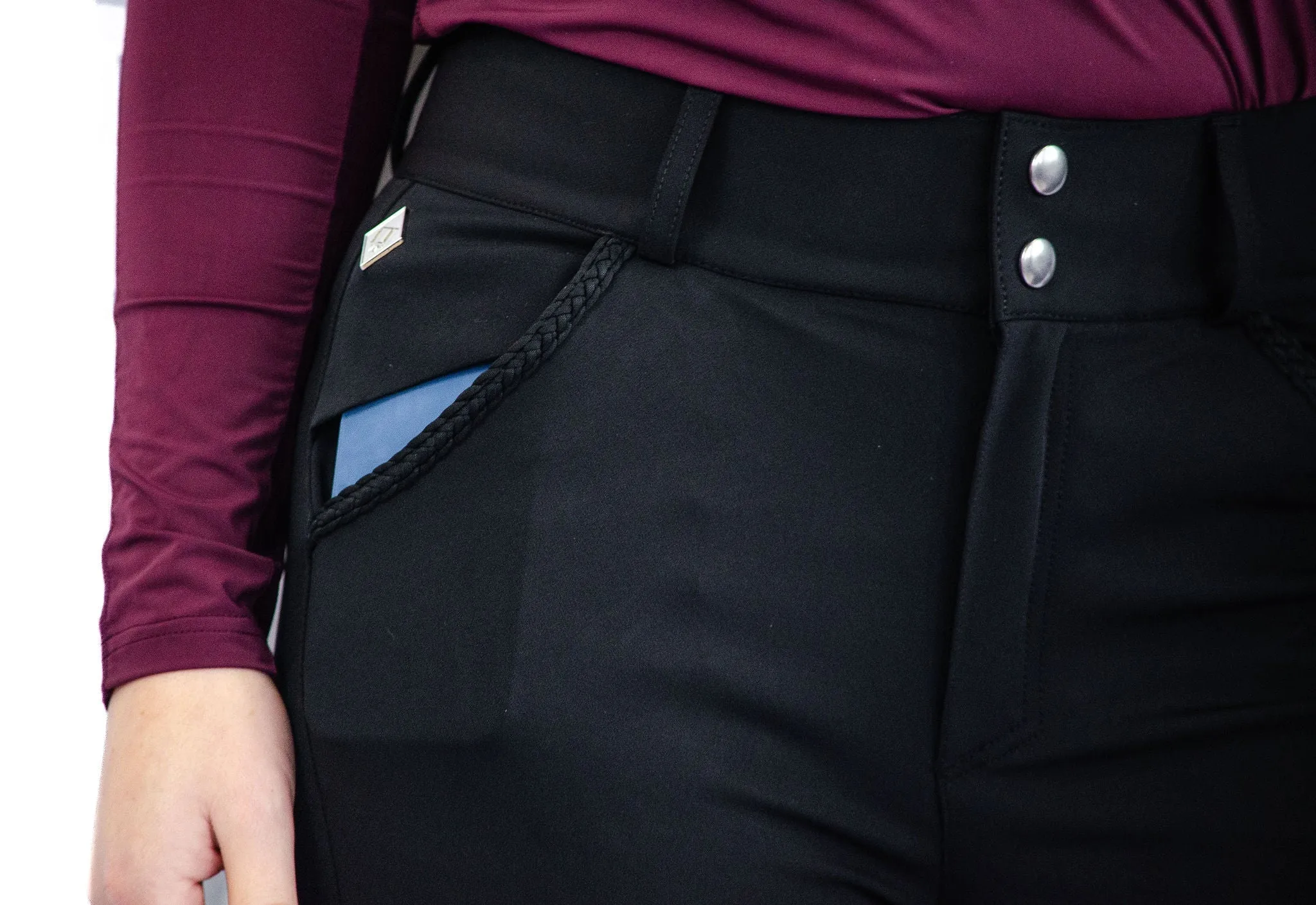 Cavalry Breech with Silicone  Knee Patches - Black