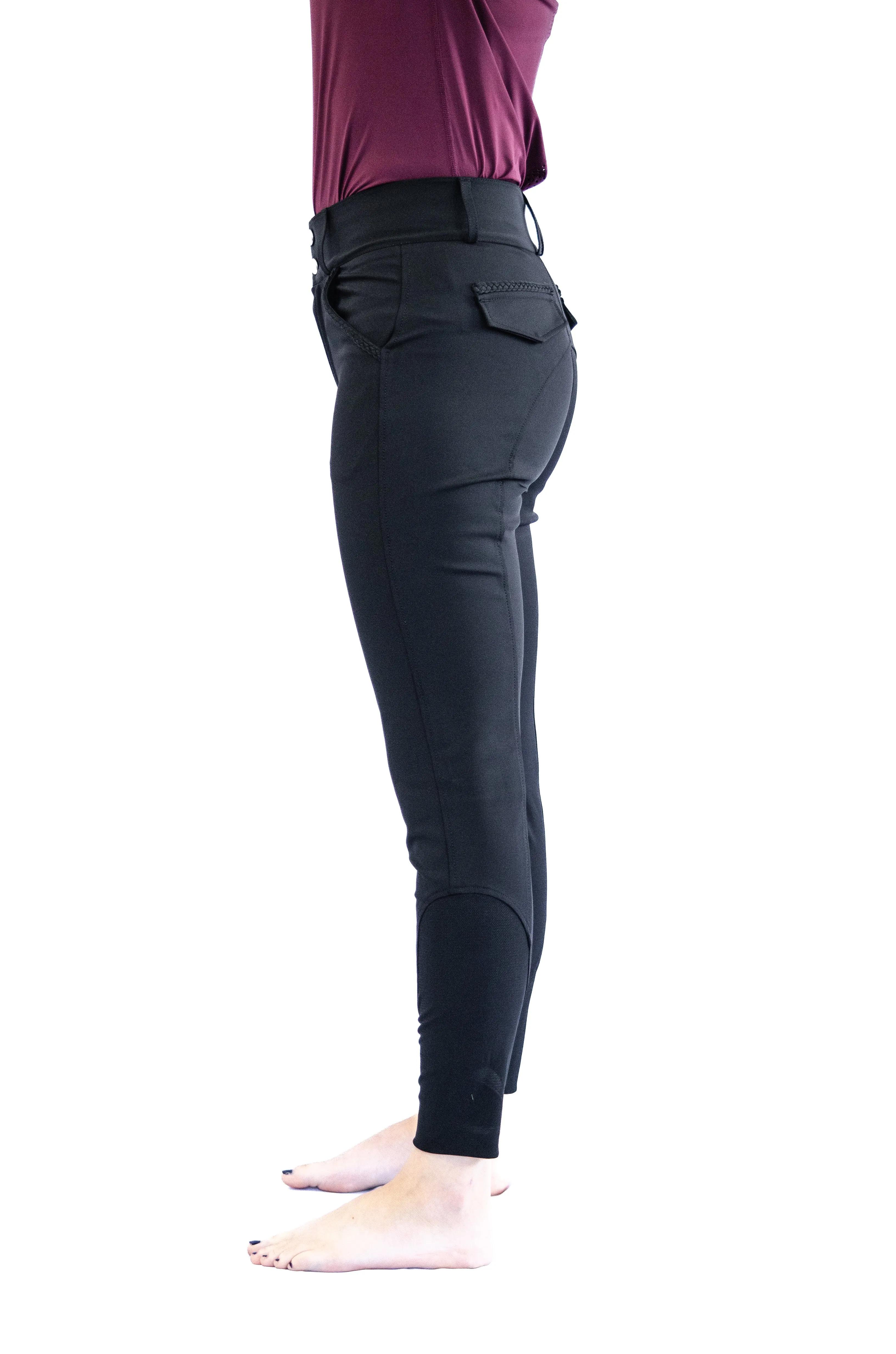 Cavalry Breech with Silicone  Knee Patches - Black