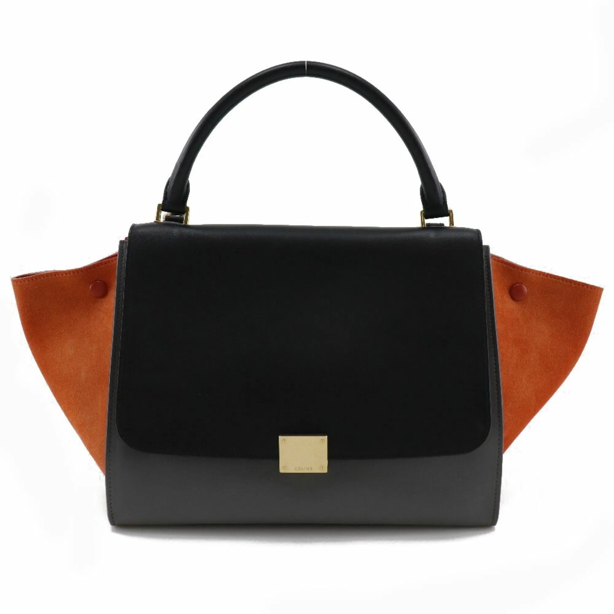 Celine Trapeze Handbag 2WAY Shoulder 169543PTA.25FO Calf x Suede Black/Gray/Orange Ladies