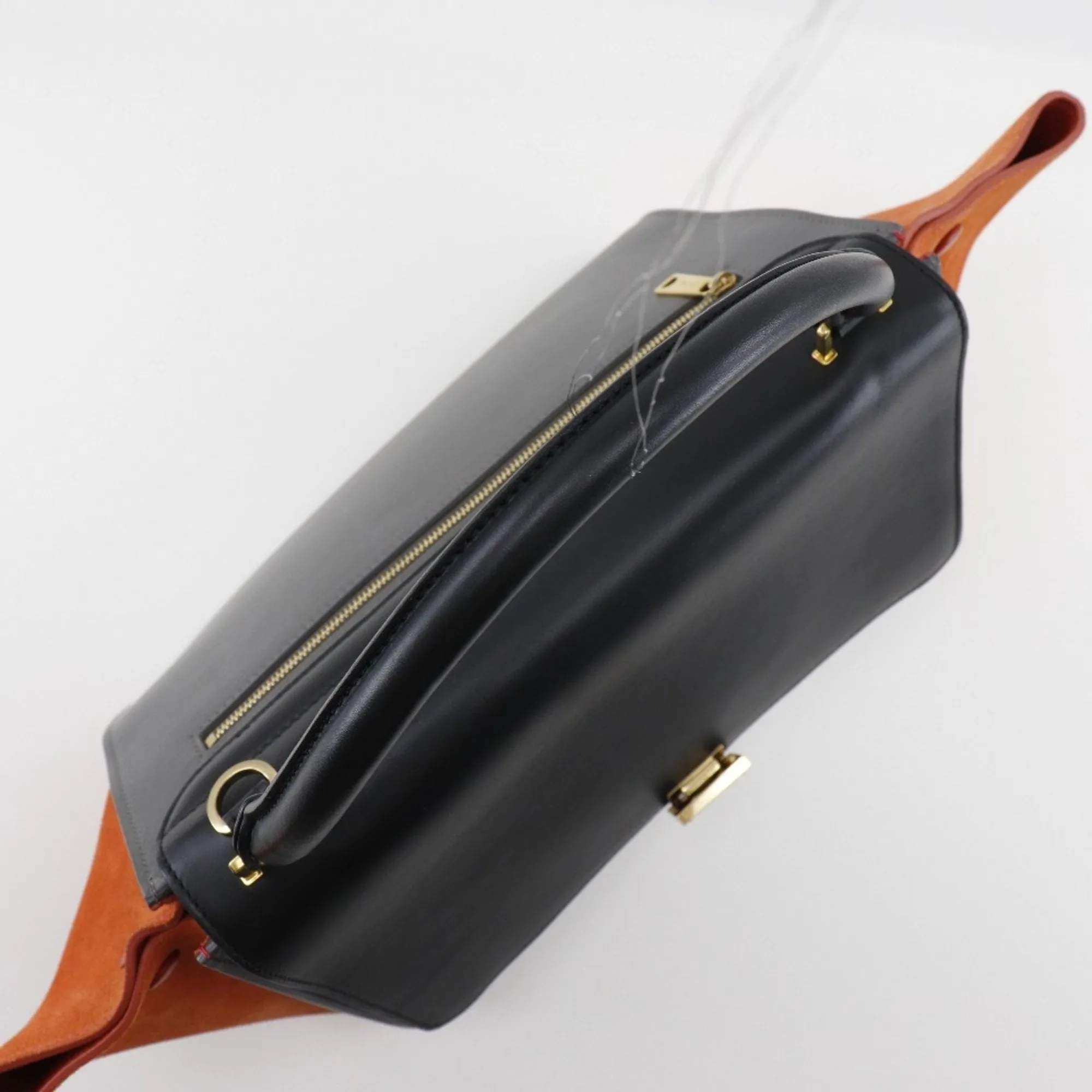 Celine Trapeze Handbag 2WAY Shoulder 169543PTA.25FO Calf x Suede Black/Gray/Orange Ladies