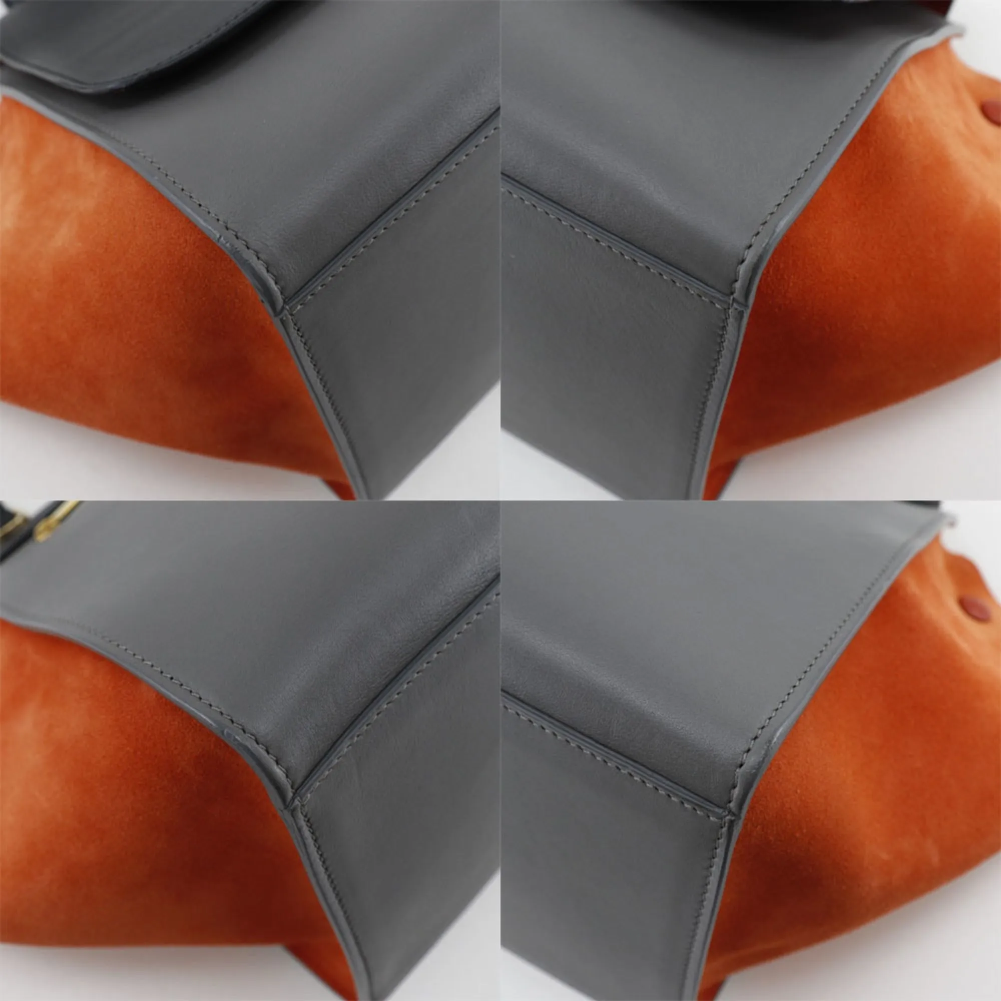 Celine Trapeze Handbag 2WAY Shoulder 169543PTA.25FO Calf x Suede Black/Gray/Orange Ladies