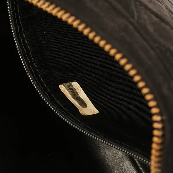 Chanel Around 1990 Made Suede Cc Mark Stitch Fringe Chain Bag Black