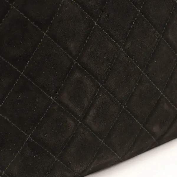 Chanel Around 1990 Made Suede Cc Mark Stitch Fringe Chain Bag Black