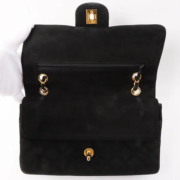 Chanel Around 1997 Made Suede Classic Flap Chain Bag 25Cm Black