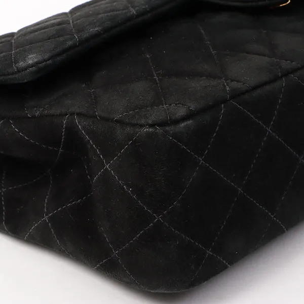 Chanel Around 1997 Made Suede Classic Flap Chain Bag 25Cm Black