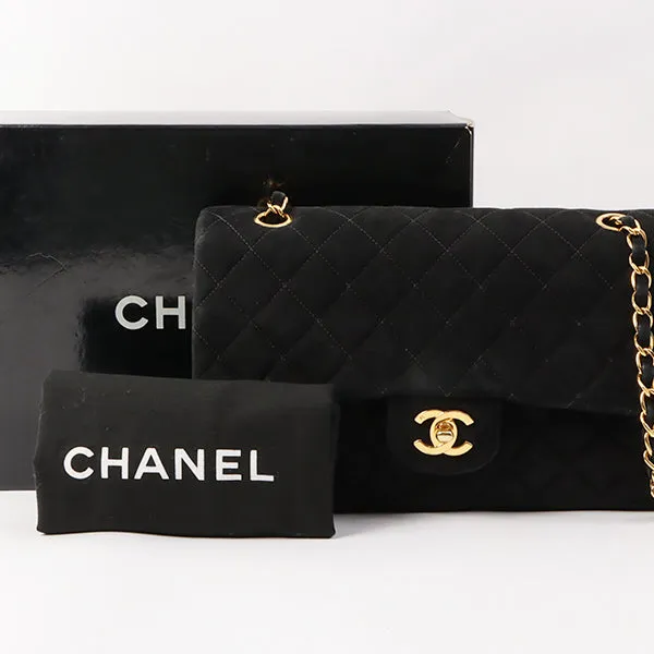 Chanel Around 1997 Made Suede Classic Flap Chain Bag 25Cm Black