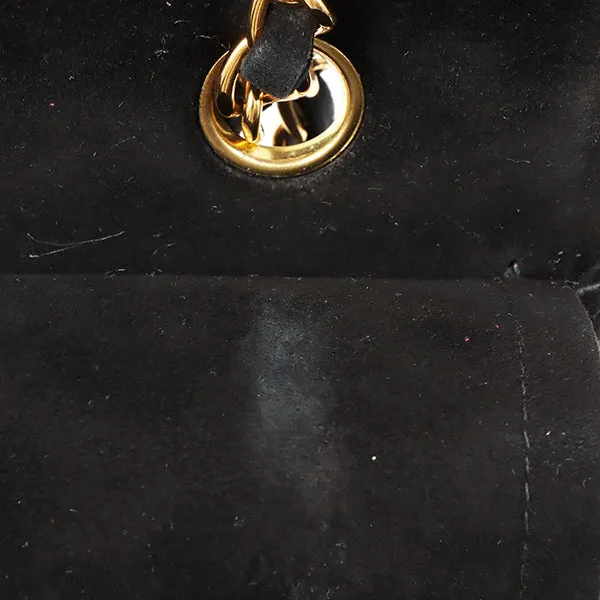 Chanel Around 1997 Made Suede Classic Flap Chain Bag 25Cm Black