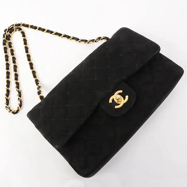 Chanel Around 1997 Made Suede Classic Flap Chain Bag 25Cm Black