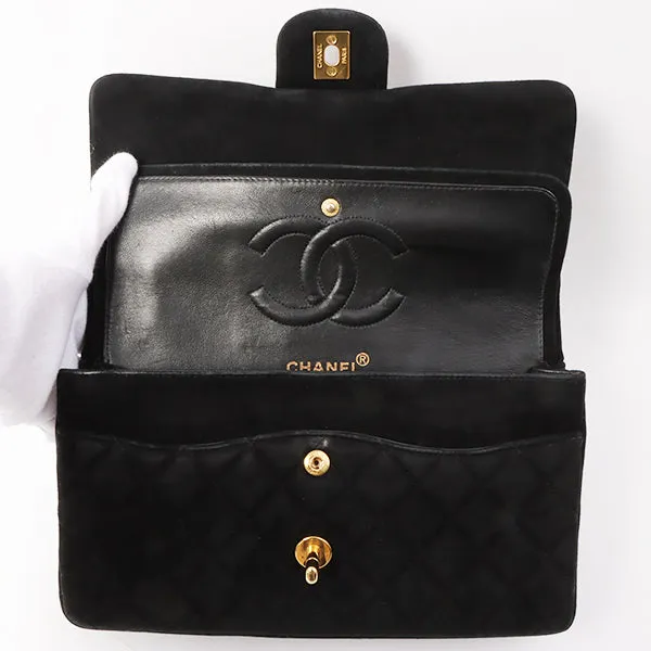 Chanel Around 1997 Made Suede Classic Flap Chain Bag 25Cm Black
