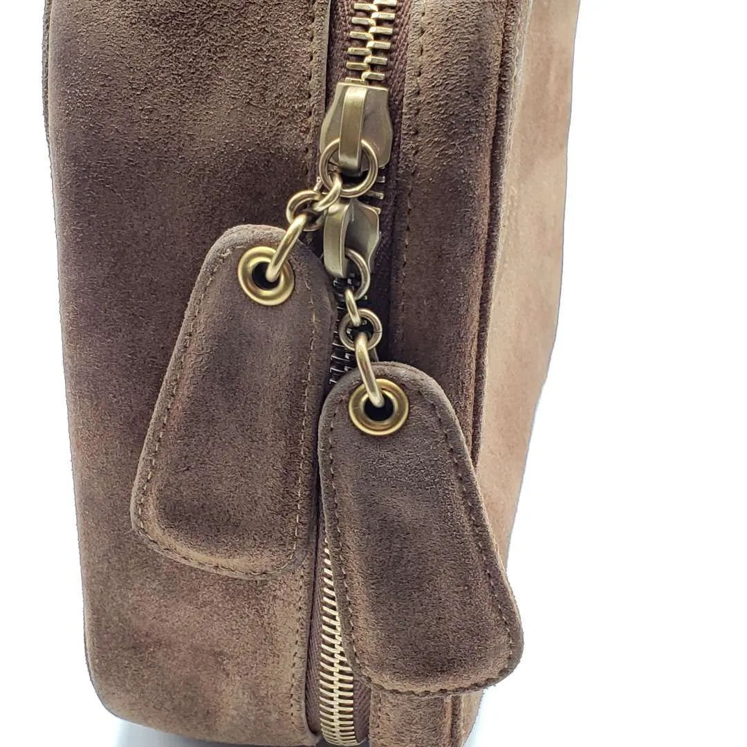 Chanel CC Suede Brown Rare Vintage Hand Bag