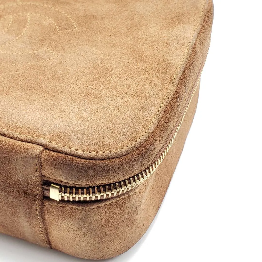 Chanel CC Suede Brown Rare Vintage Hand Bag