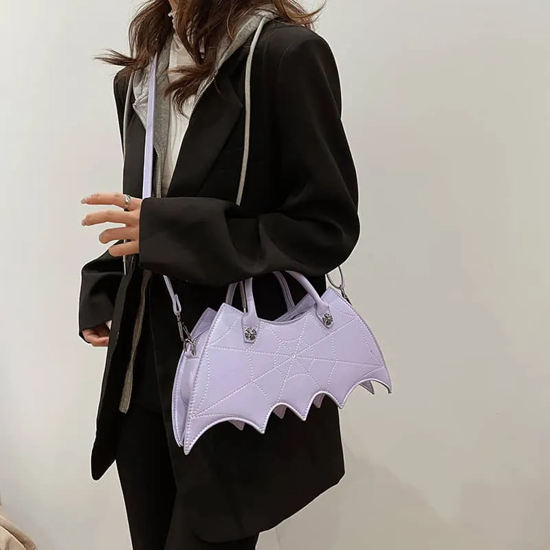 Embroidered bat PU handbag