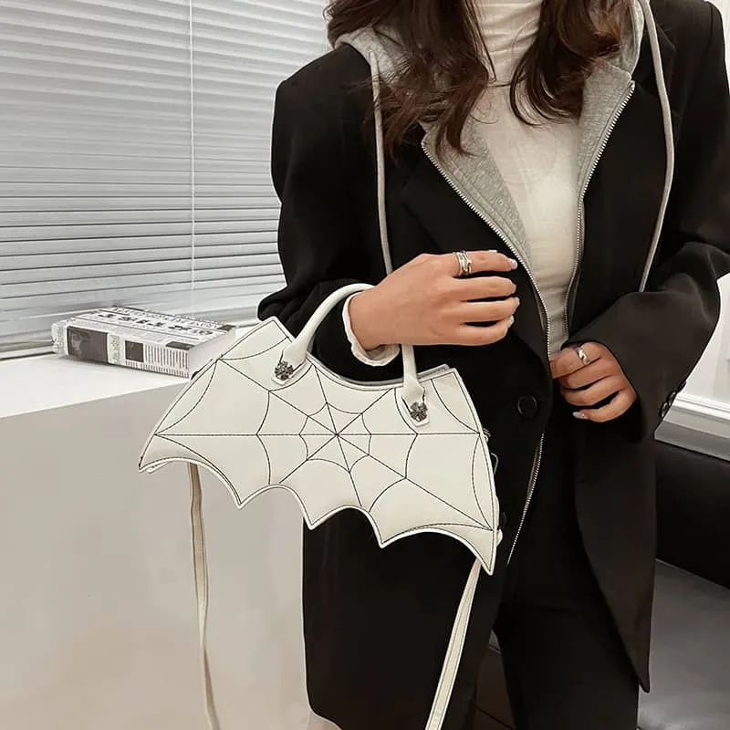 Embroidered bat PU handbag
