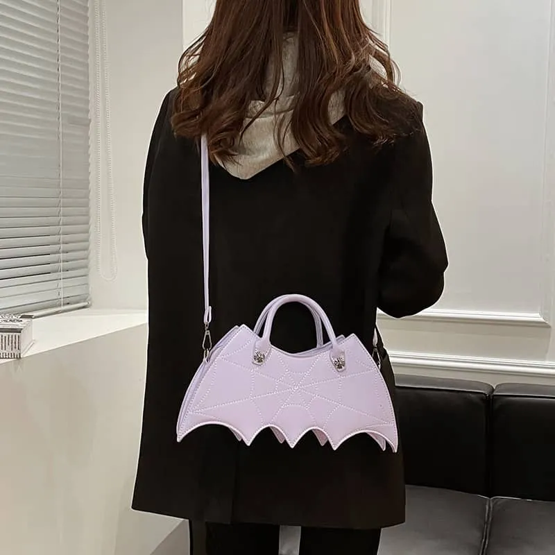 Embroidered bat PU handbag