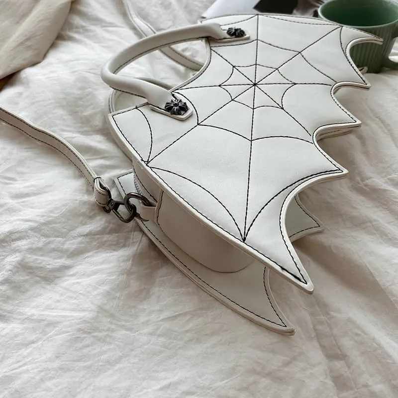 Embroidered bat PU handbag