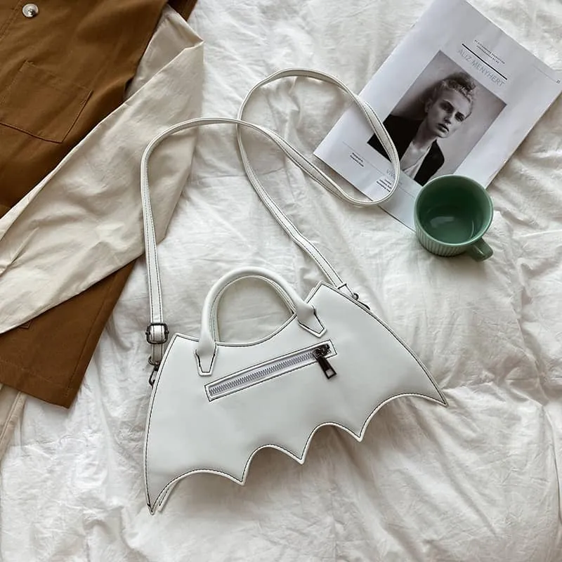 Embroidered bat PU handbag