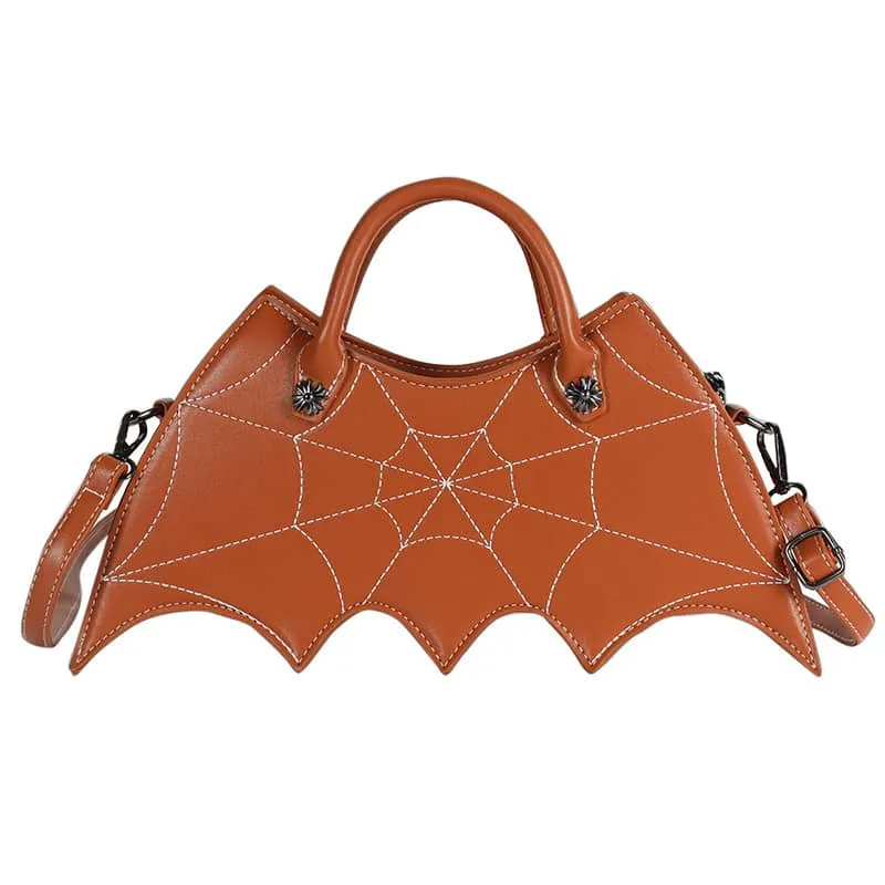 Embroidered bat PU handbag