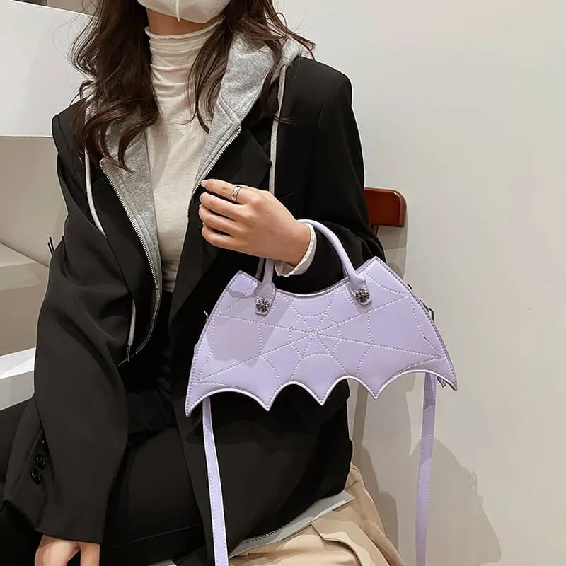 Embroidered bat PU handbag