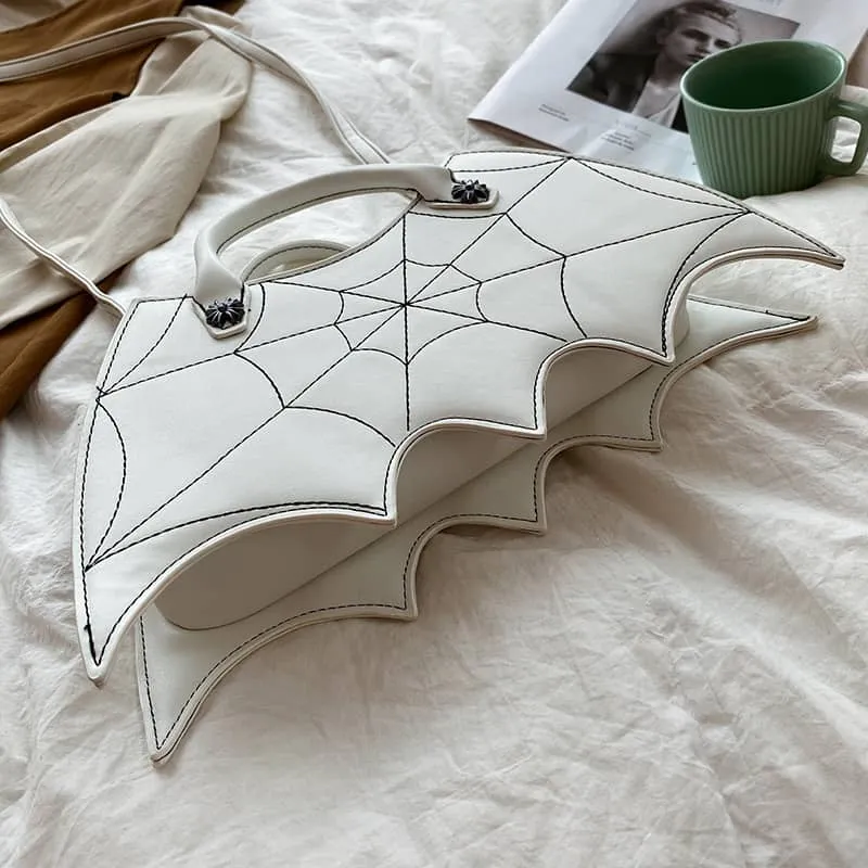 Embroidered bat PU handbag