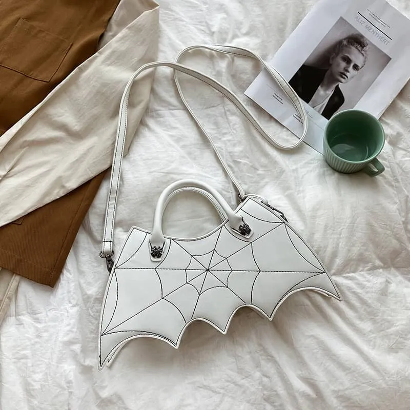 Embroidered bat PU handbag