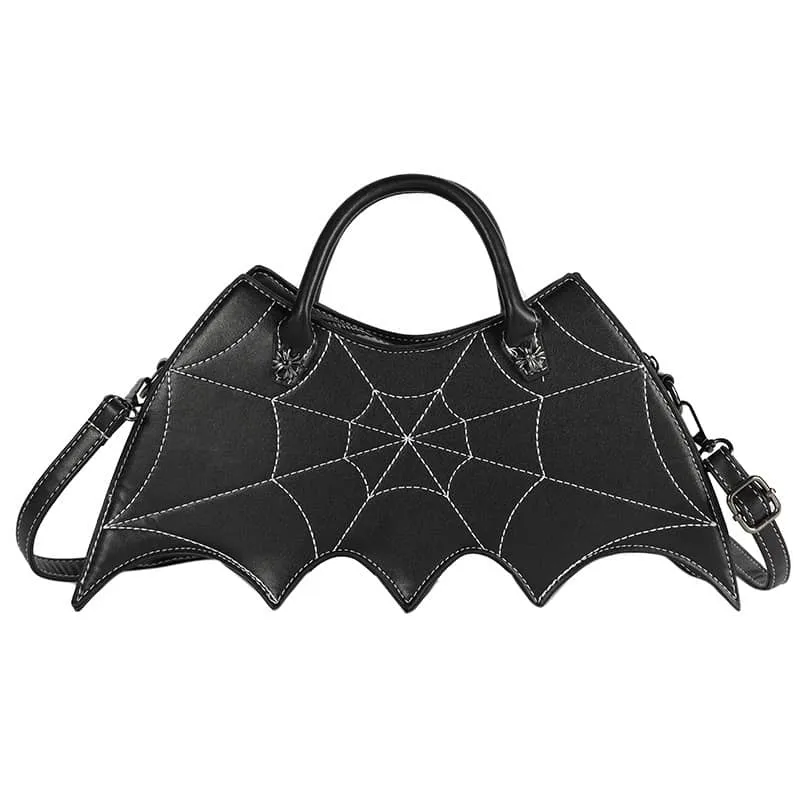Embroidered bat PU handbag