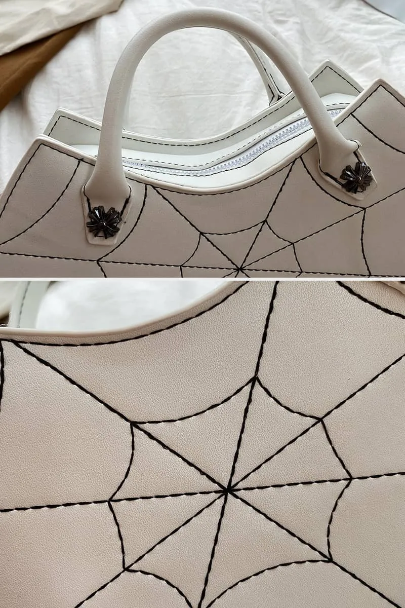 Embroidered bat PU handbag