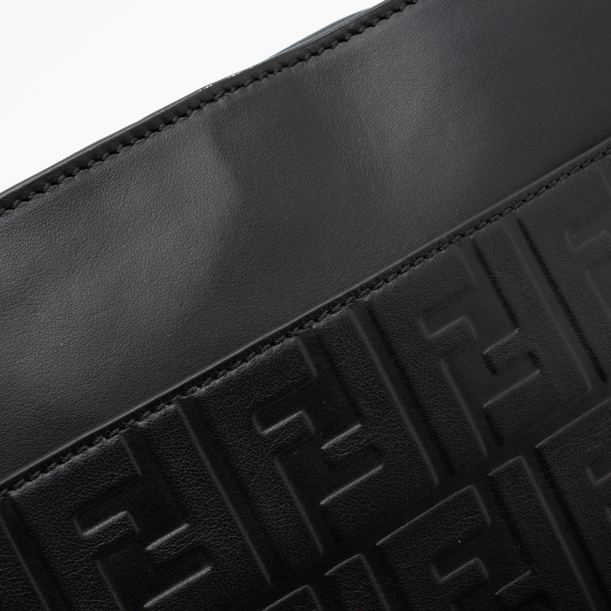 Fendi FF Embossed Calfskin St. Zucca Messenger (SHF-QOa4iu)
