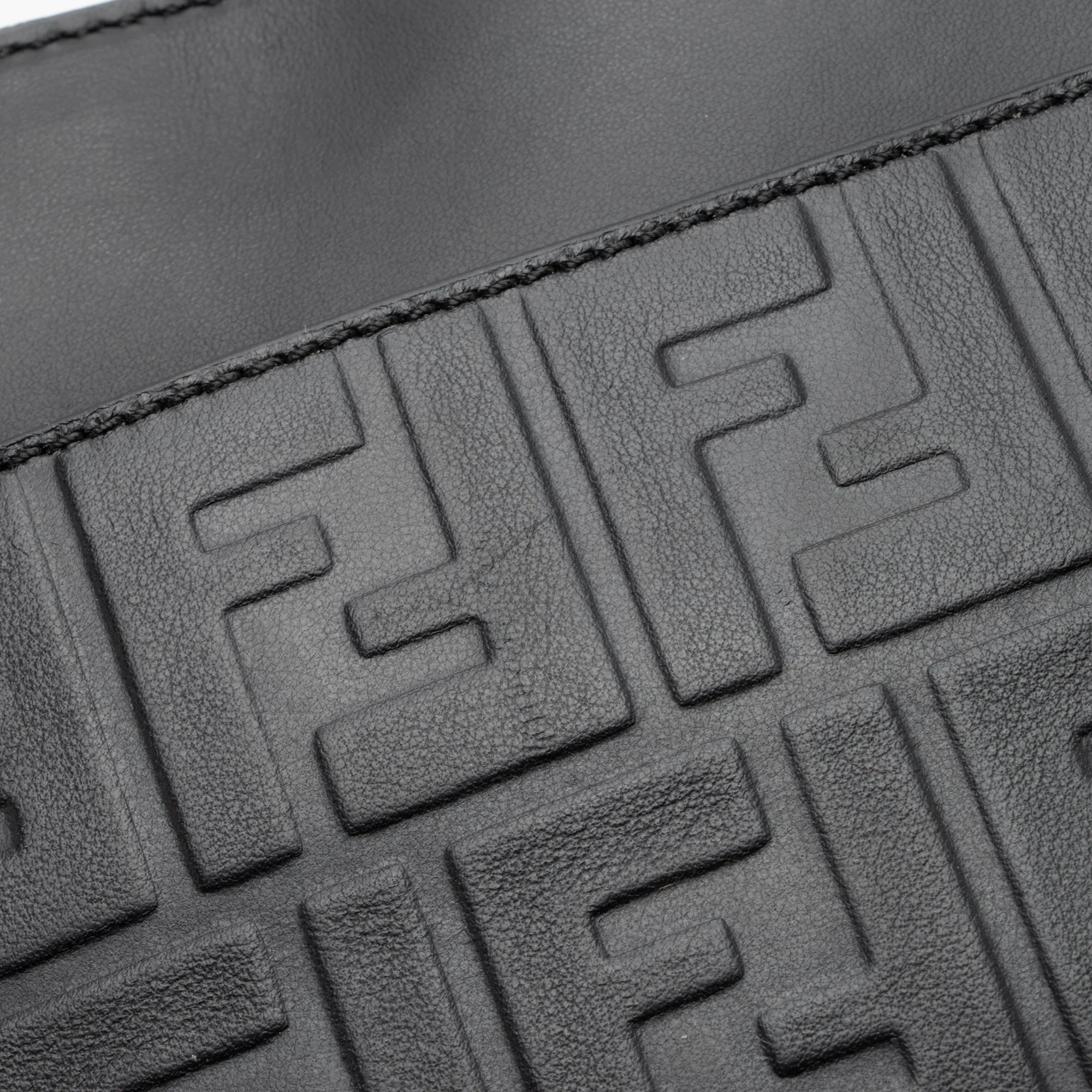 Fendi FF Embossed Calfskin St. Zucca Messenger (SHF-QOa4iu)