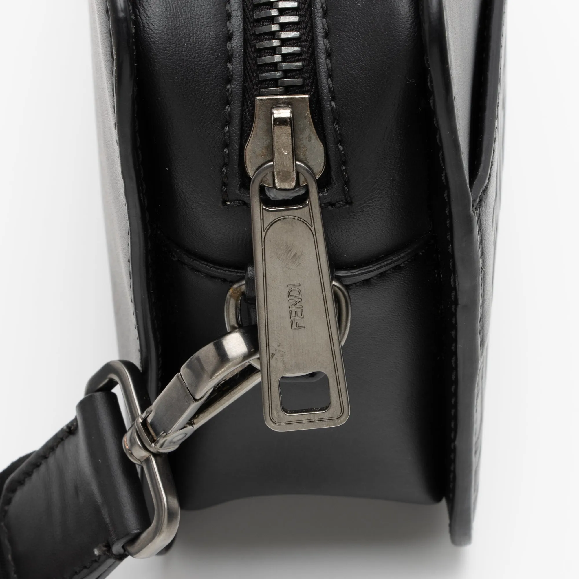 Fendi FF Embossed Calfskin St. Zucca Messenger (SHF-QOa4iu)