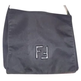 Fendi Vintage Black Leather And Nylon Messenger Bag