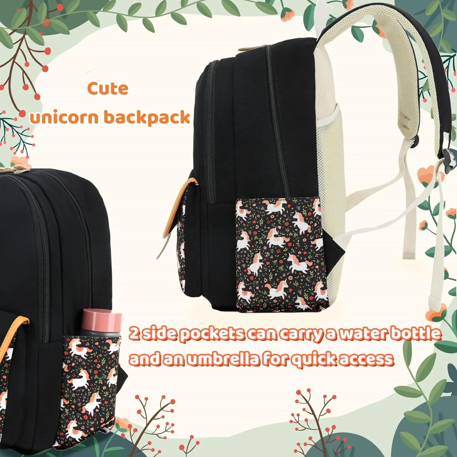 Leaper Canvas School Backpack for Girls Laptop Bag Travel Bag Bookbag Daypack