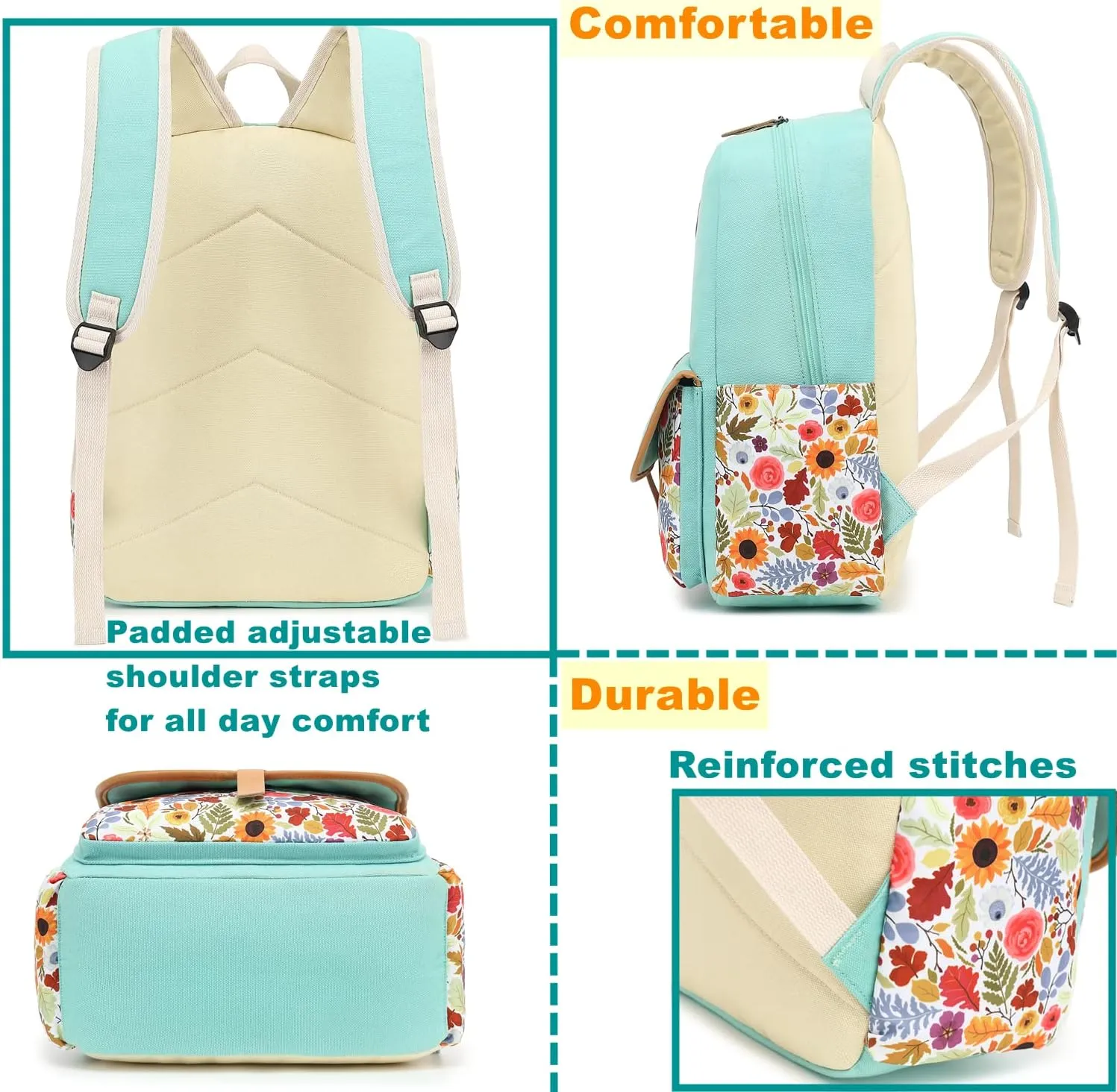 Leaper Canvas School Backpack for Girls Laptop Bag Travel Bag Bookbag Daypack