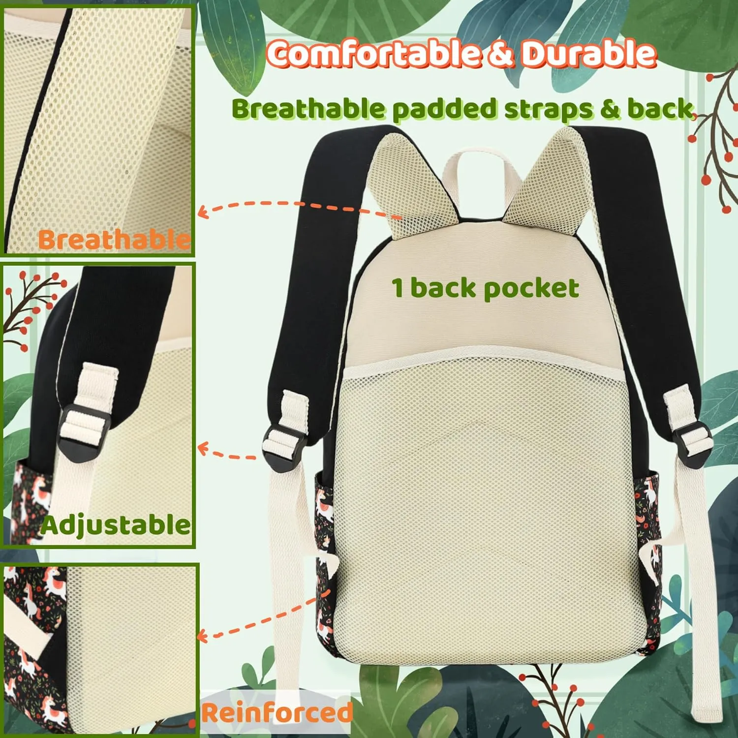 Leaper Canvas School Backpack for Girls Laptop Bag Travel Bag Bookbag Daypack