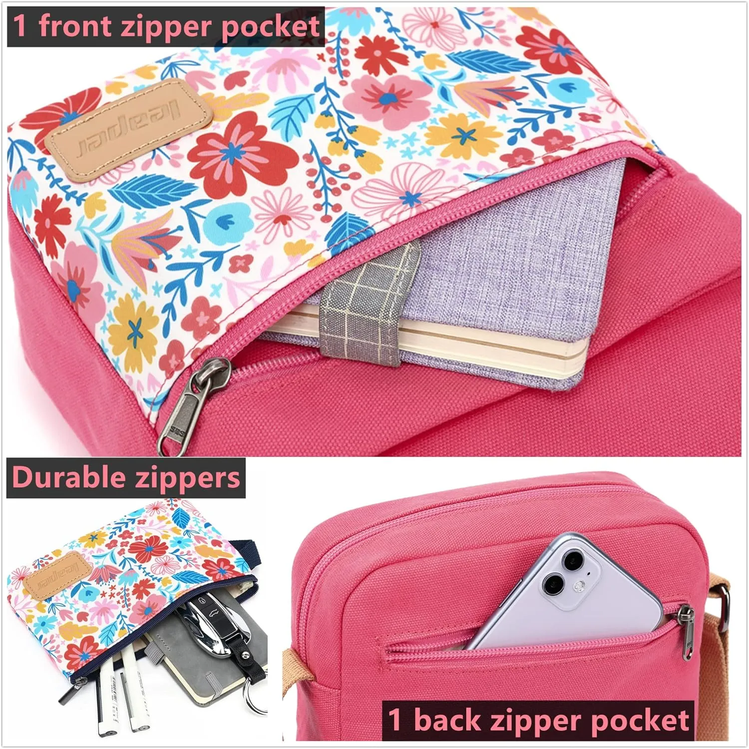 Leaper Girls Crossbody Purses for Kids 2 PCS Cross Body Bag Women Messenger Bag Girls Canvas Bag Cross Body Purse Set