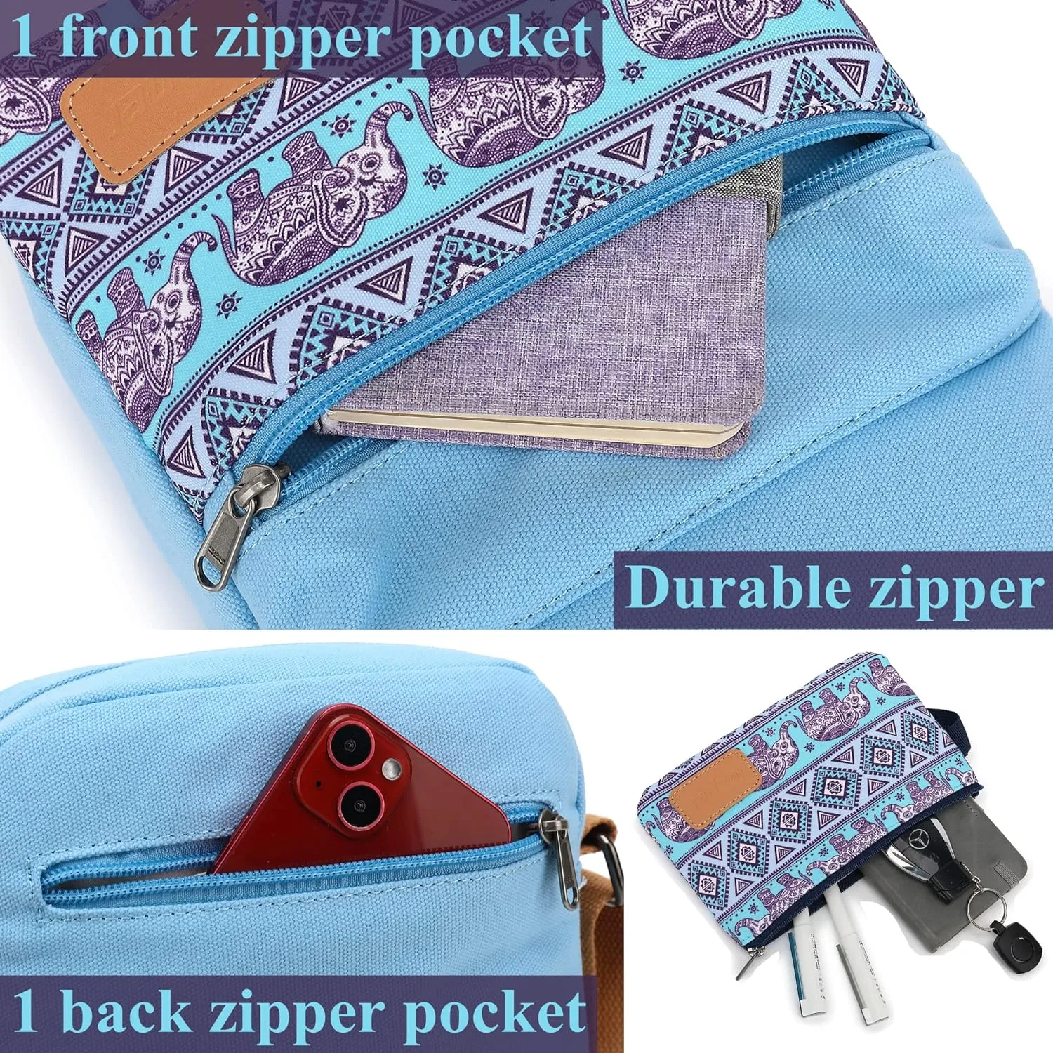 Leaper Girls Crossbody Purses for Kids 2 PCS Cross Body Bag Women Messenger Bag Girls Canvas Bag Cross Body Purse Set