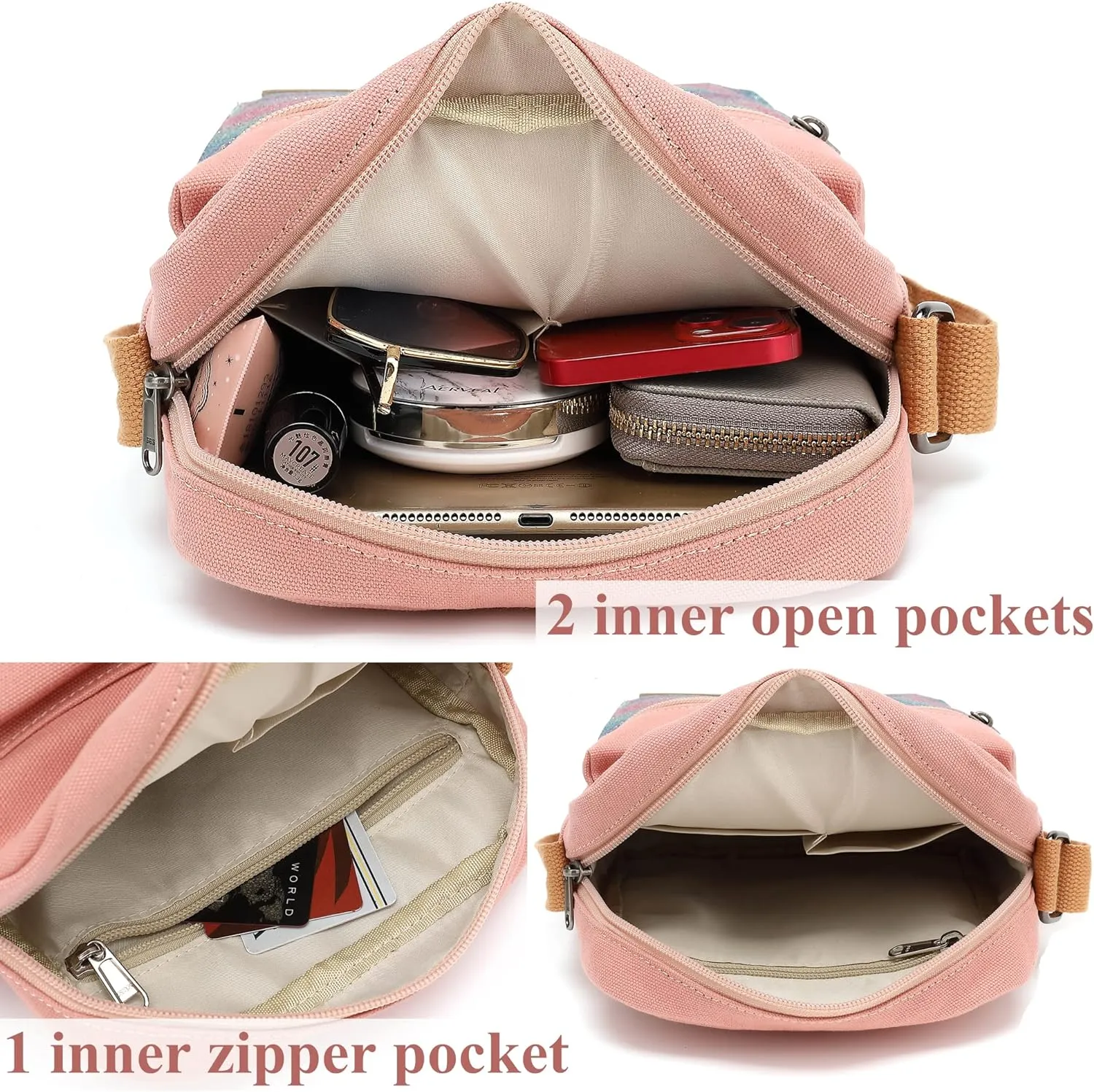 Leaper Girls Crossbody Purses for Kids 2 PCS Cross Body Bag Women Messenger Bag Girls Canvas Bag Cross Body Purse Set