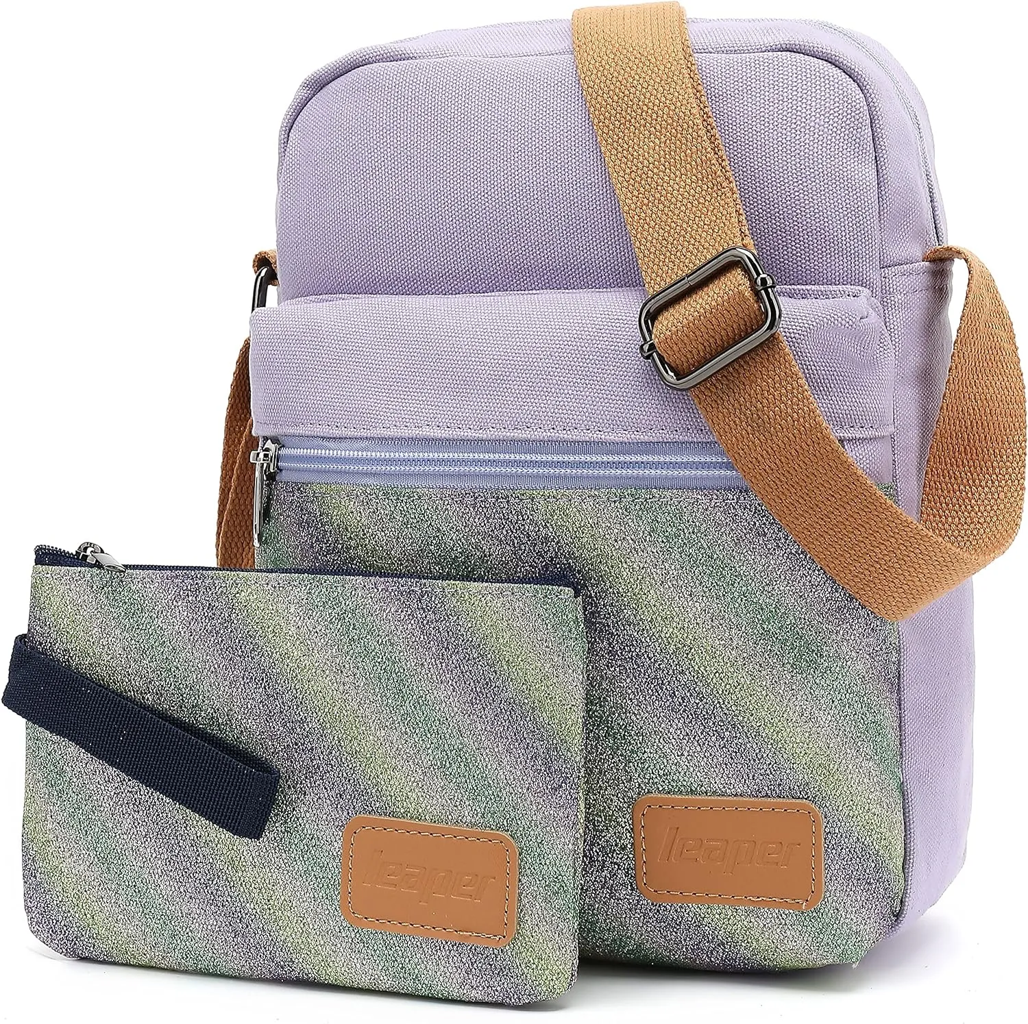 Leaper Girls Crossbody Purses for Kids 2 PCS Cross Body Bag Women Messenger Bag Girls Canvas Bag Cross Body Purse Set
