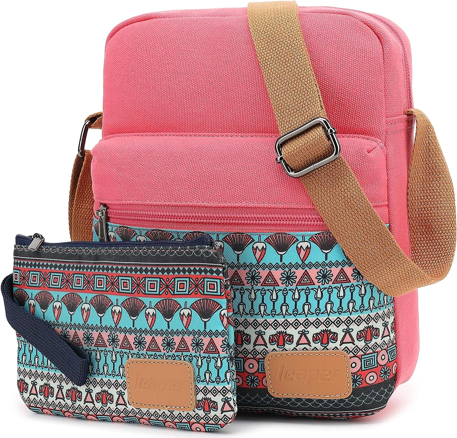 Leaper Girls Crossbody Purses for Kids 2 PCS Cross Body Bag Women Messenger Bag Girls Canvas Bag Cross Body Purse Set