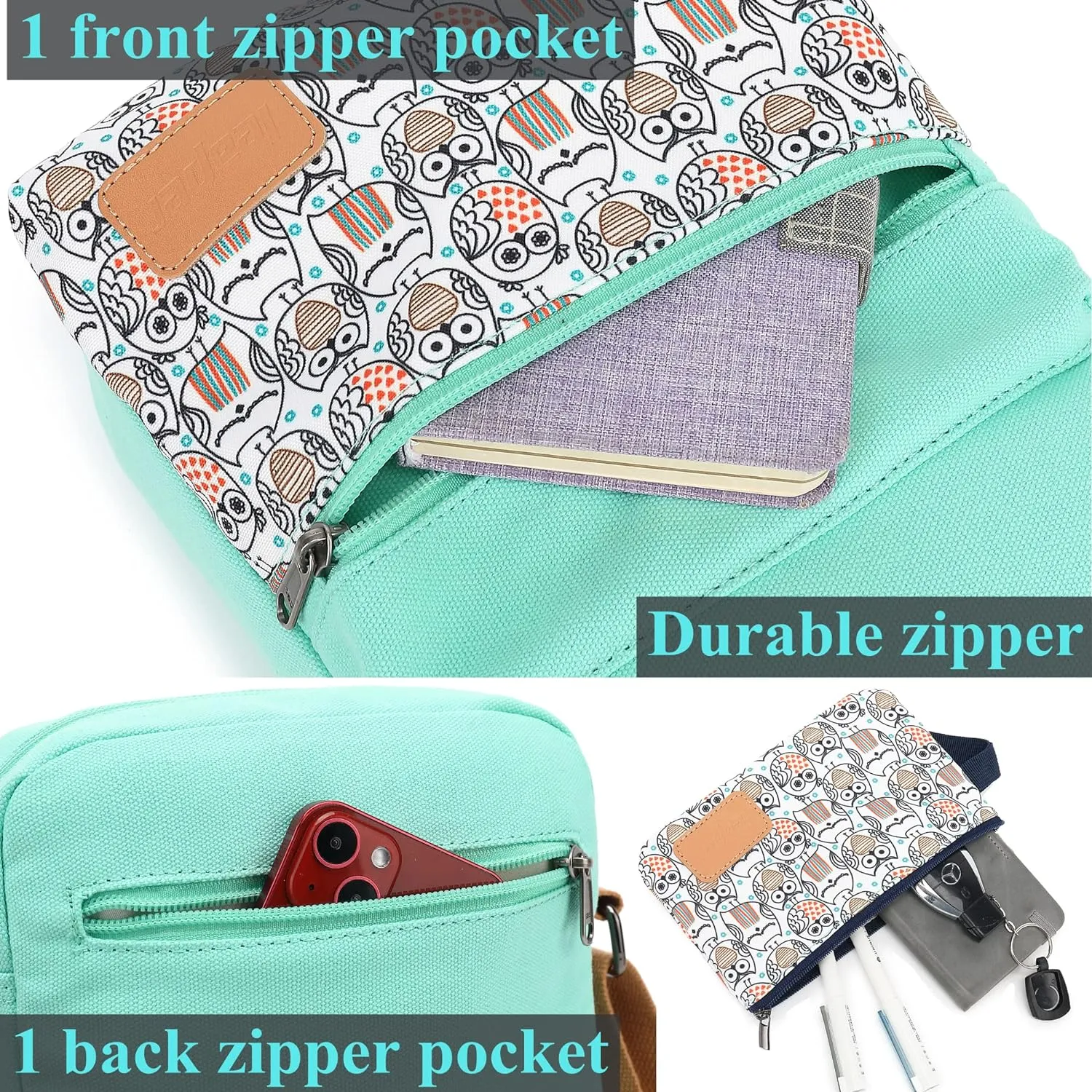 Leaper Girls Crossbody Purses for Kids 2 PCS Cross Body Bag Women Messenger Bag Girls Canvas Bag Cross Body Purse Set