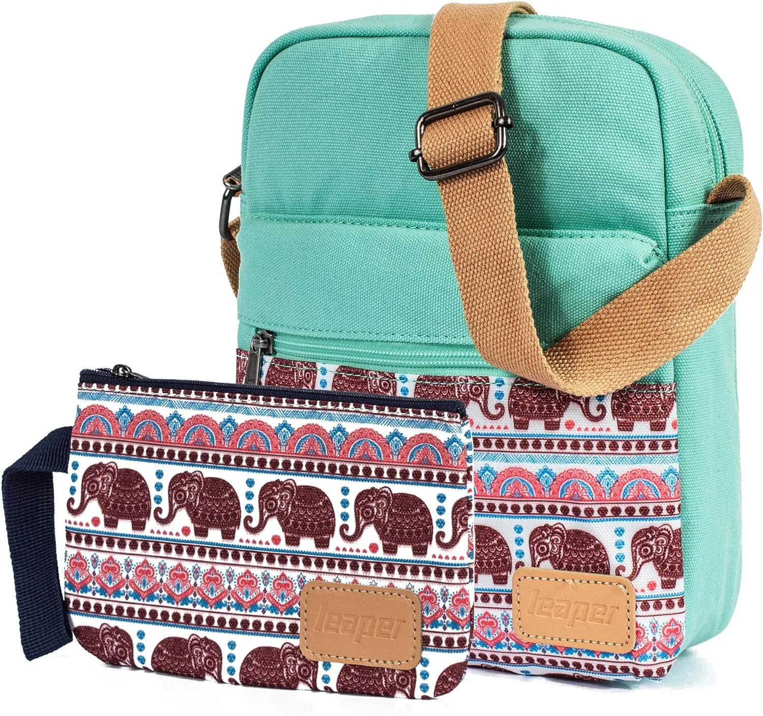 Leaper Girls Crossbody Purses for Kids 2 PCS Cross Body Bag Women Messenger Bag Girls Canvas Bag Cross Body Purse Set