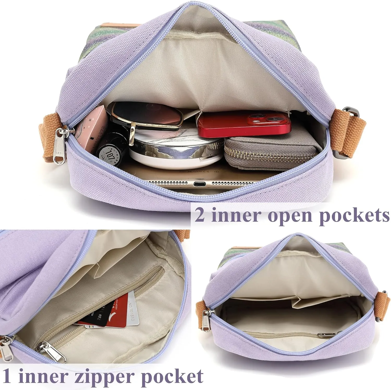 Leaper Girls Crossbody Purses for Kids 2 PCS Cross Body Bag Women Messenger Bag Girls Canvas Bag Cross Body Purse Set