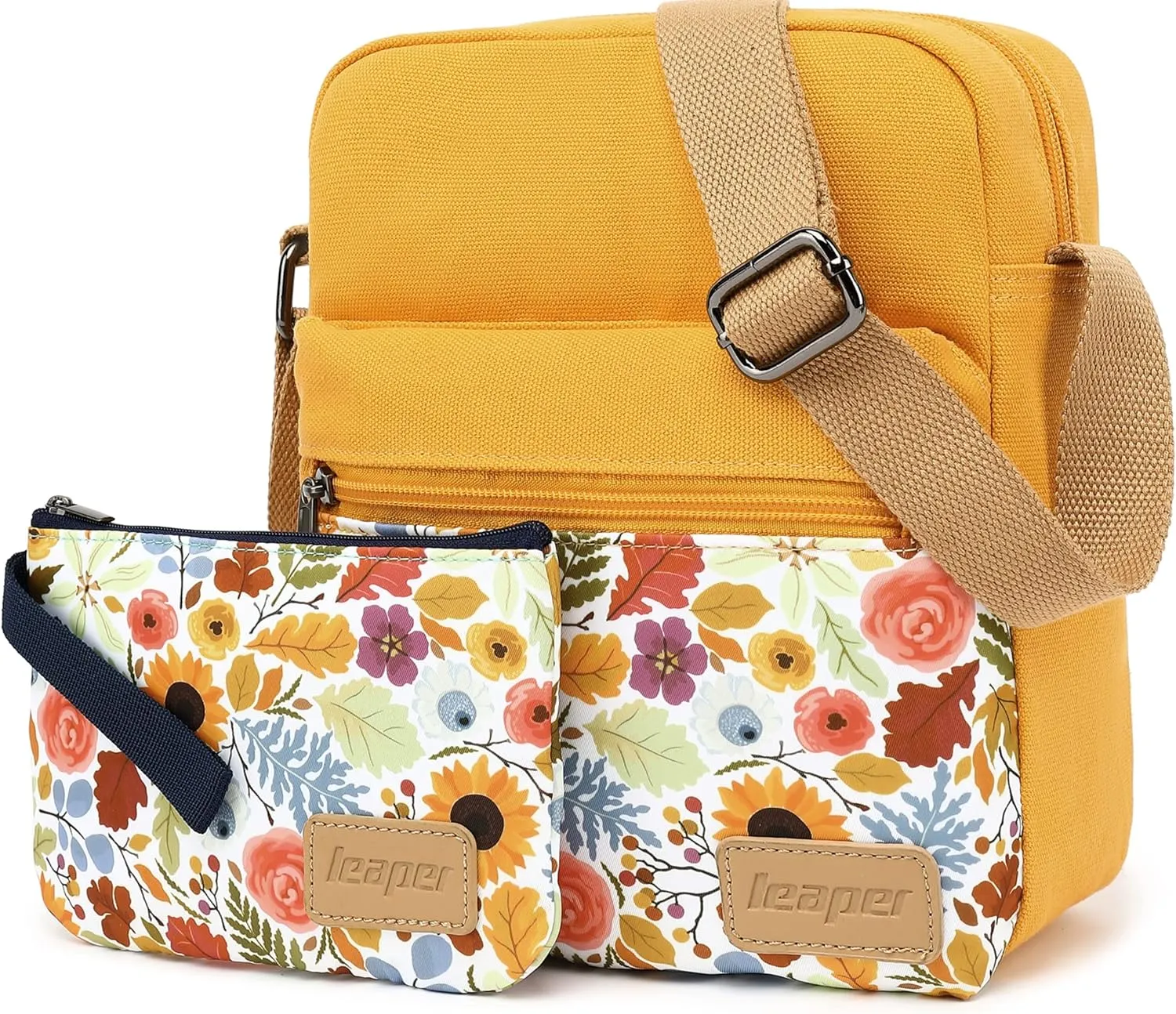 Leaper Girls Crossbody Purses for Kids 2 PCS Cross Body Bag Women Messenger Bag Girls Canvas Bag Cross Body Purse Set