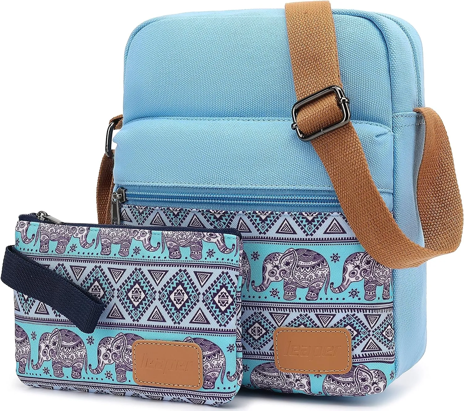 Leaper Girls Crossbody Purses for Kids 2 PCS Cross Body Bag Women Messenger Bag Girls Canvas Bag Cross Body Purse Set