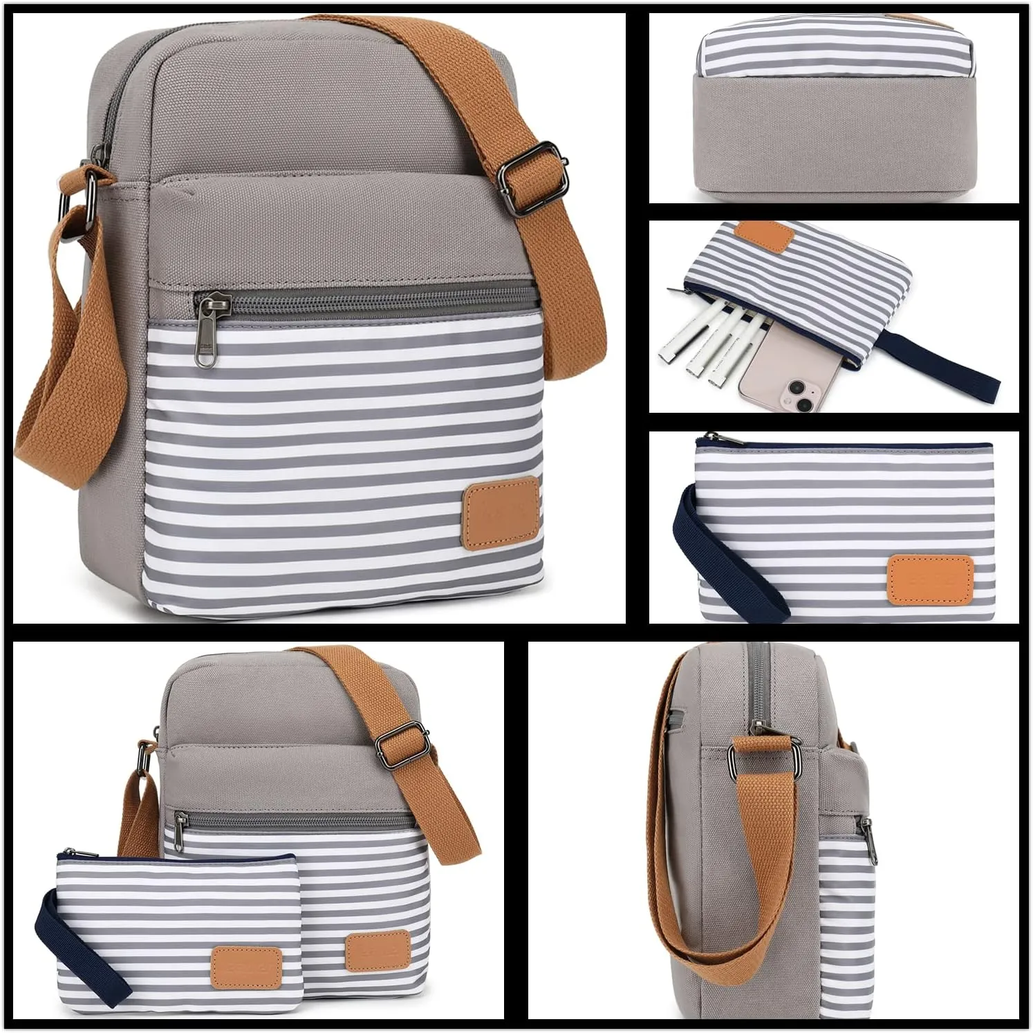 Leaper Girls Crossbody Purses for Kids 2 PCS Cross Body Bag Women Messenger Bag Girls Canvas Bag Cross Body Purse Set