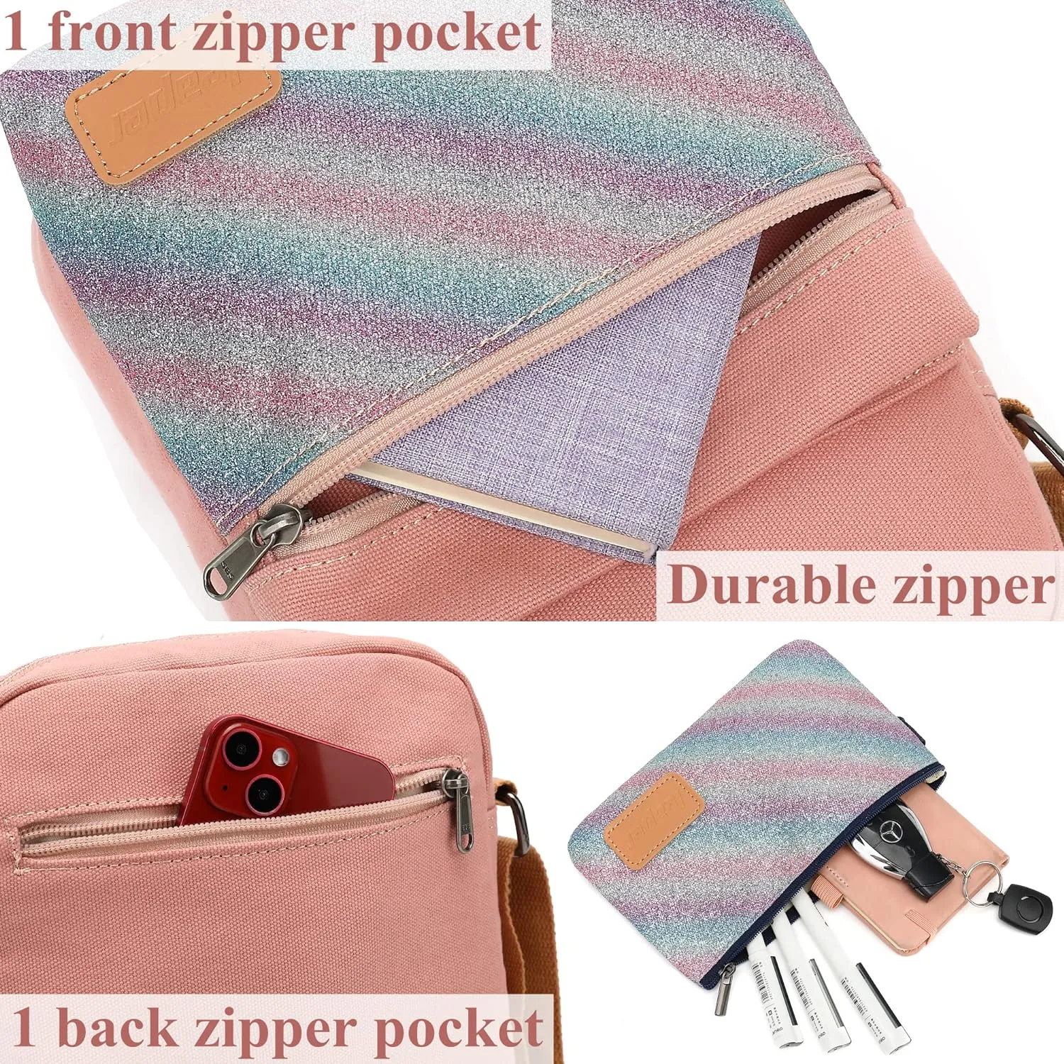Leaper Girls Crossbody Purses for Kids 2 PCS Cross Body Bag Women Messenger Bag Girls Canvas Bag Cross Body Purse Set
