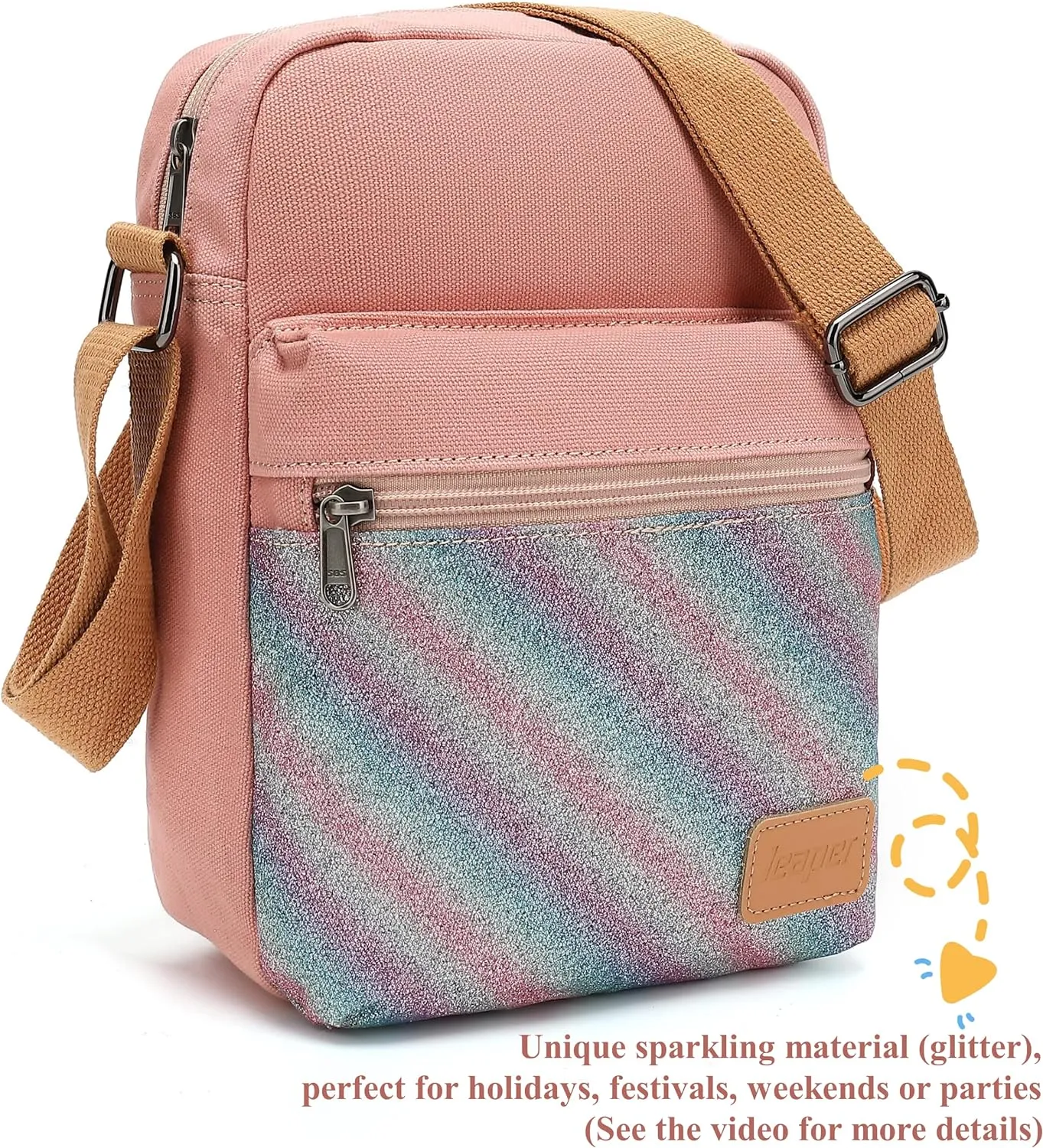 Leaper Girls Crossbody Purses for Kids 2 PCS Cross Body Bag Women Messenger Bag Girls Canvas Bag Cross Body Purse Set