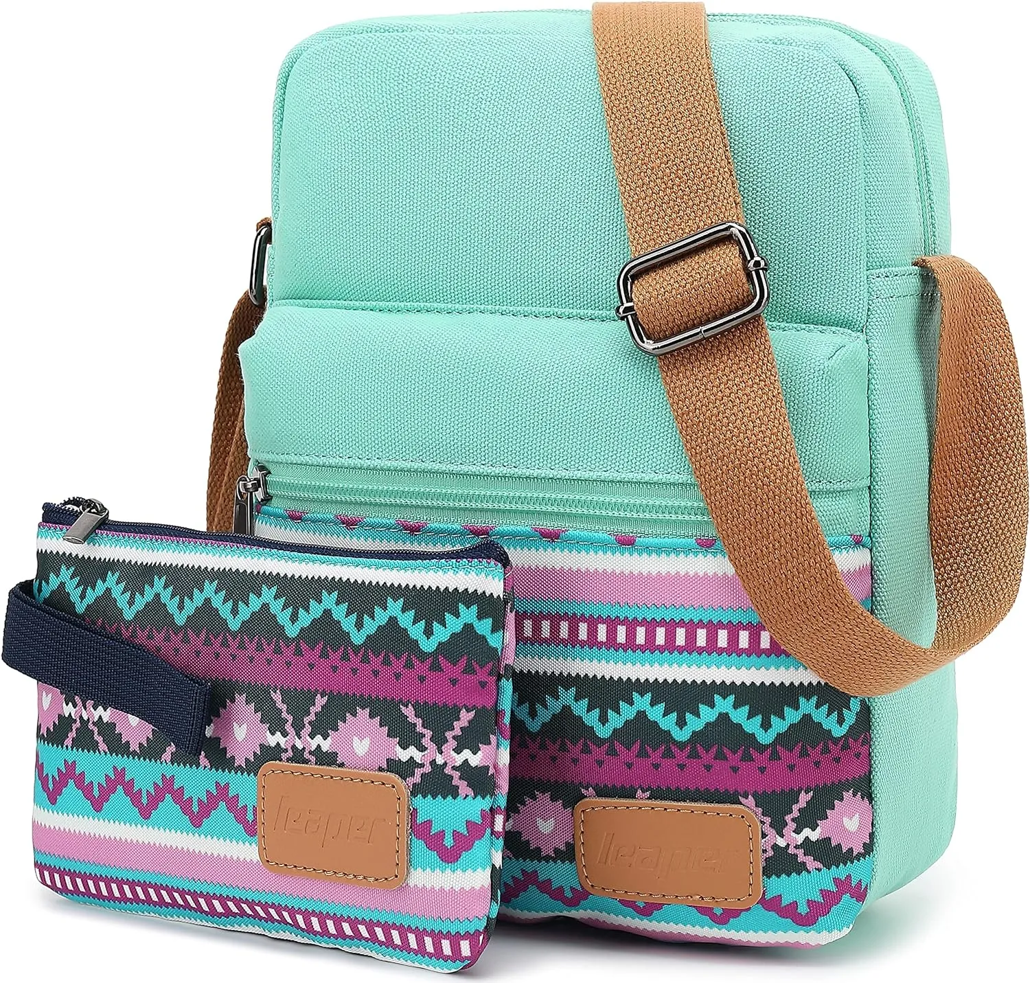 Leaper Girls Crossbody Purses for Kids 2 PCS Cross Body Bag Women Messenger Bag Girls Canvas Bag Cross Body Purse Set
